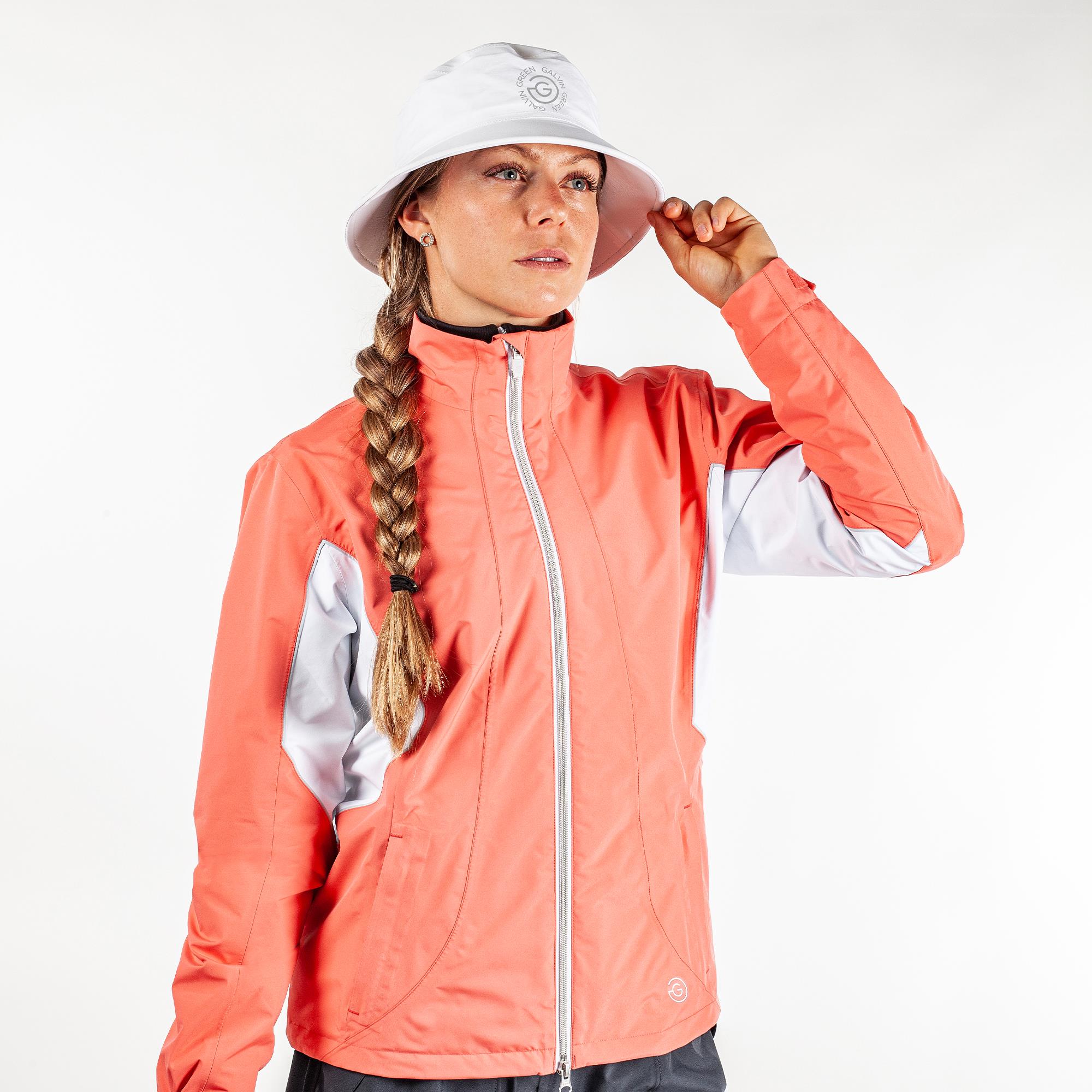 Galvin Green Aida Gore-Tex Ladies Waterproof Golf Jacket Coral/White/Cool Grey